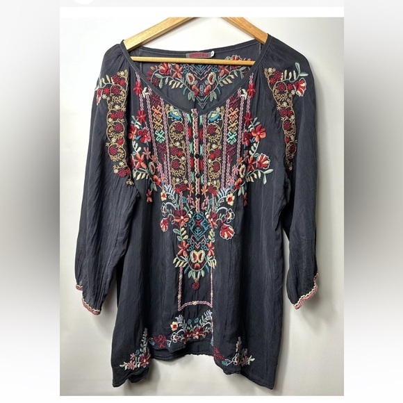 JOHNNY WAS DOLORA HEAVILY EMBROIDERED BLOUSE TUNIC BOHO Large$268
